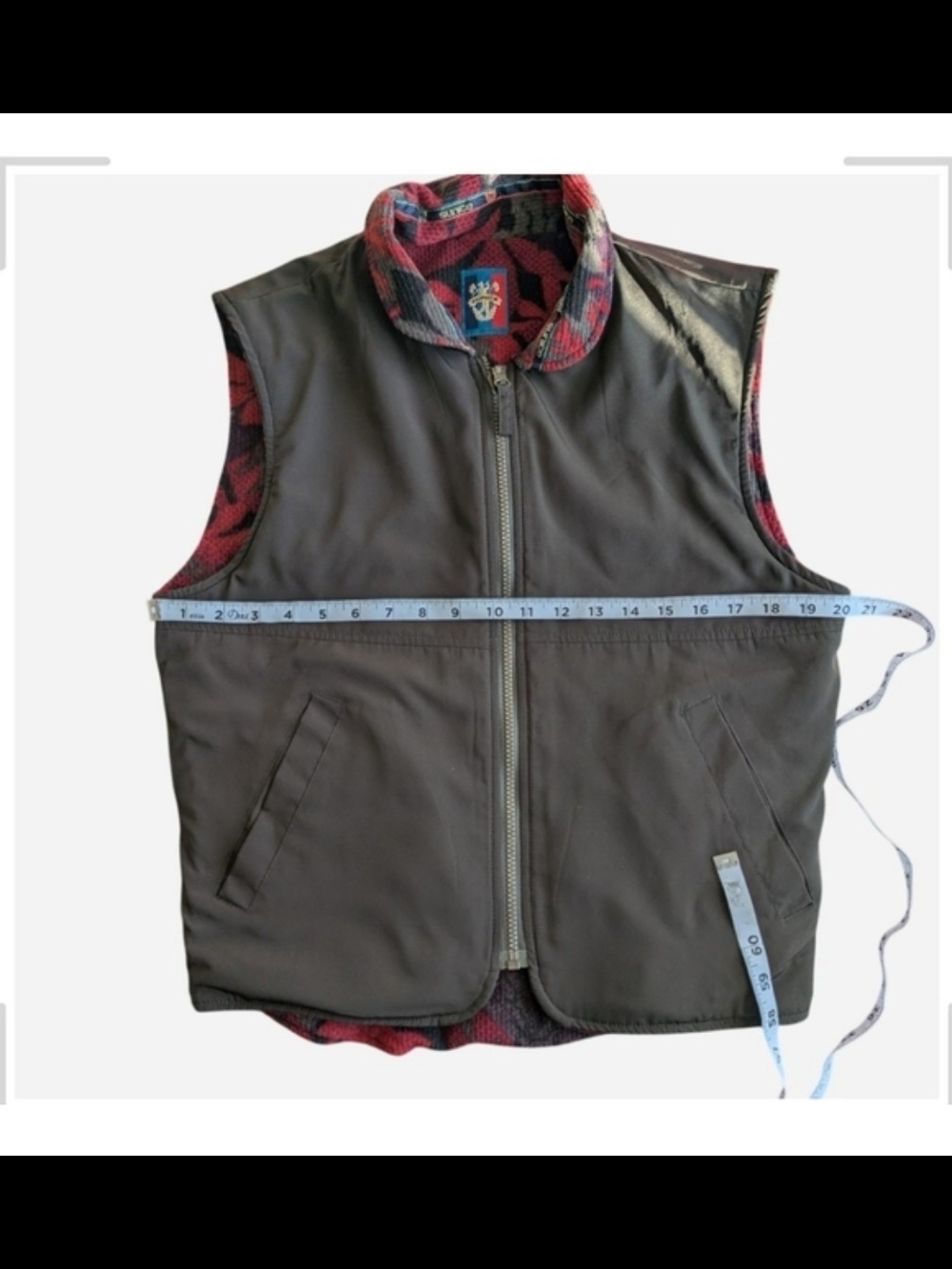 Sunic Brown Men's Zip Vest with Patterned Collar - Picture 6 of 10